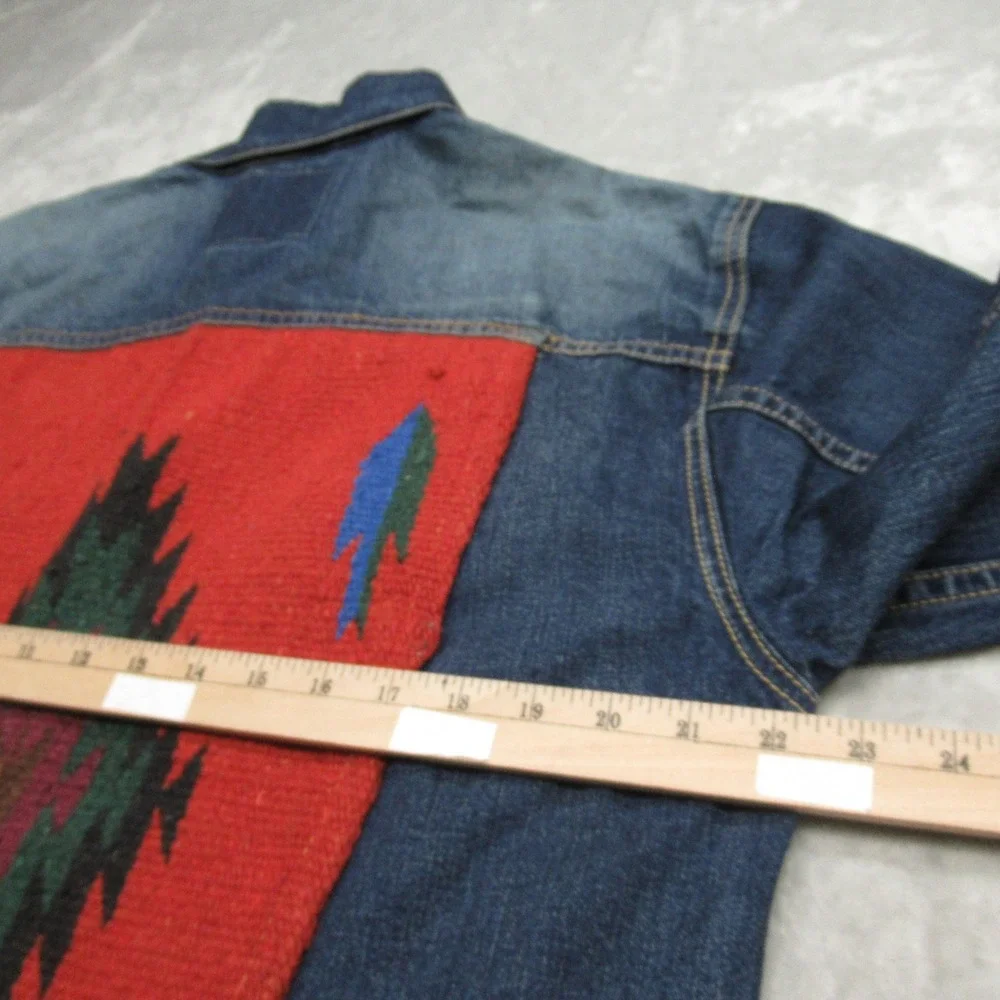 Levis Denim Jacket Men Medium Blue Button Relaxed‎ Trucker Hippie Whisker Patch - Picture 14 of 16